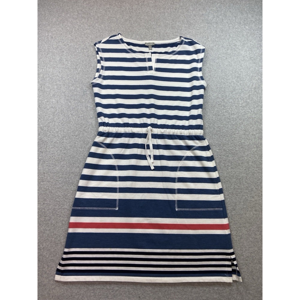 T by Talbots Dress Womens SP Blue White Stripe Drawstring Waist Pocket Knit Casu - Picture 4 of 11